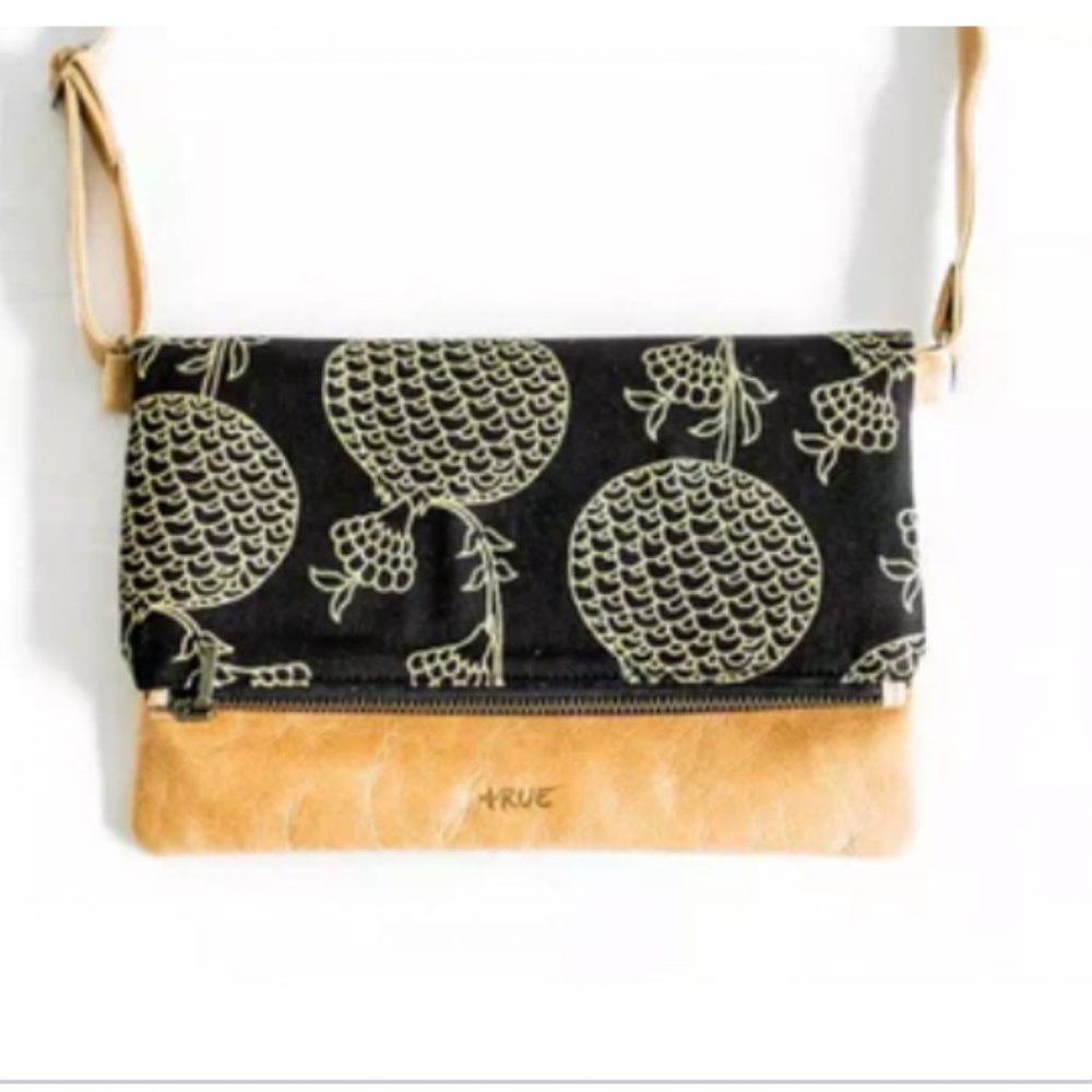 Pomegranate Canvas and Leather Crossbody Bag